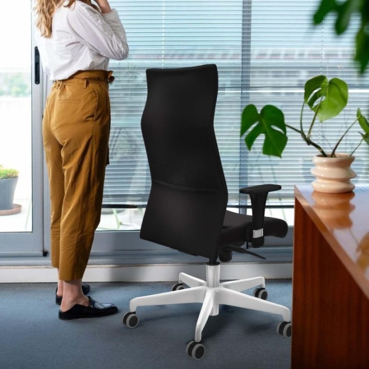 Albacete XL sincro similpiel negro brazos 1D base blanca ruedas 65mm engomadas