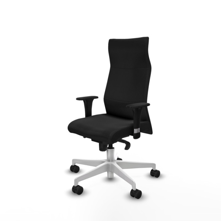 Albacete XL sincro similpiel negro brazos 1D base blanca ruedas 65 mm nailon