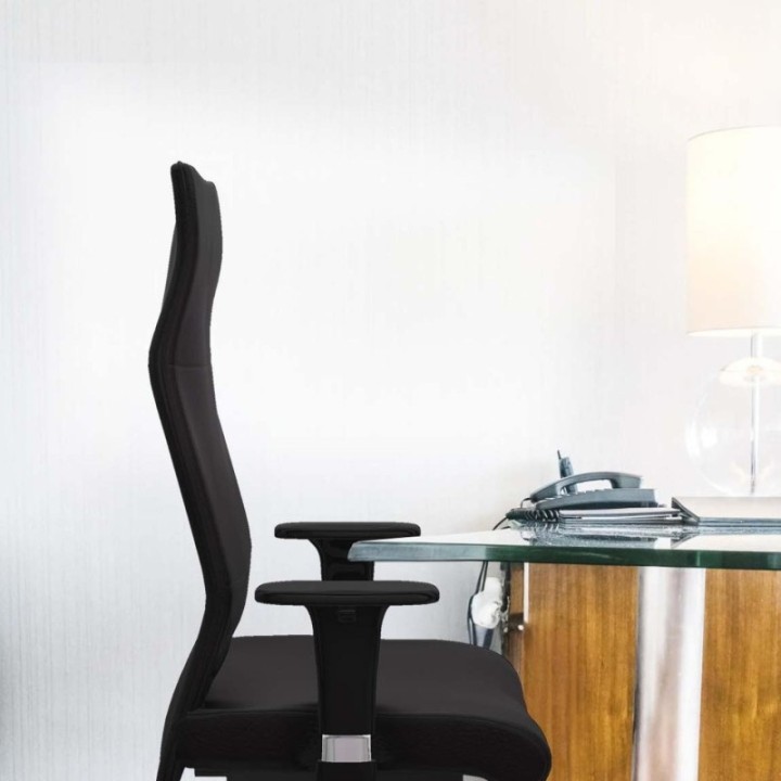 Albacete XL sincro similpiel negro brazos 1D base nailon ruedas 65 mm nailon