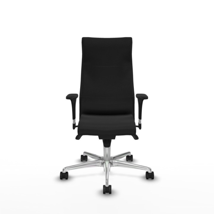 Albacete XL sincro similpiel negro brazos 1D base aluminio ruedas 65 mm nailon