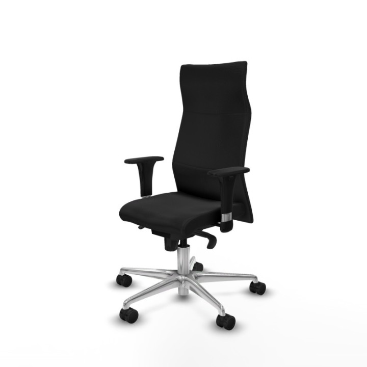 Albacete XL sincro similpiel negro brazos 1D base aluminio ruedas 65 mm nailon