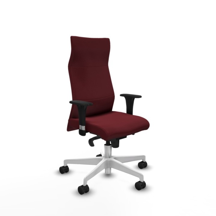 Albacete XL sincro similpiel granate brazos 1D base blanca ruedas 65 mm nailon