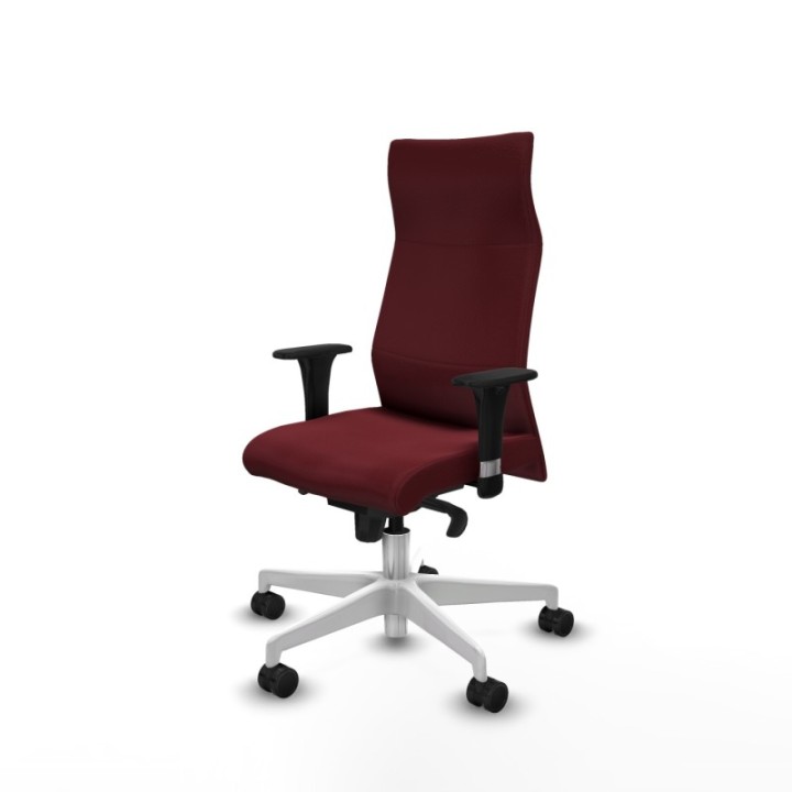 Albacete XL sincro similpiel granate brazos 1D base blanca ruedas 65 mm nailon