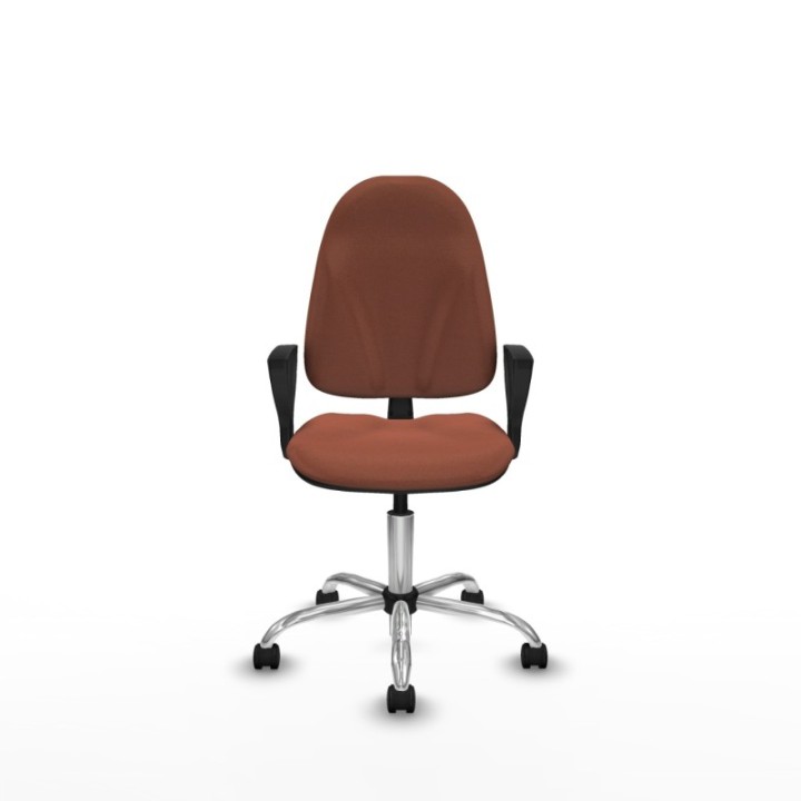 Algarra CP bali marrón brazos fijos base cromada ruedas nailon 50mm