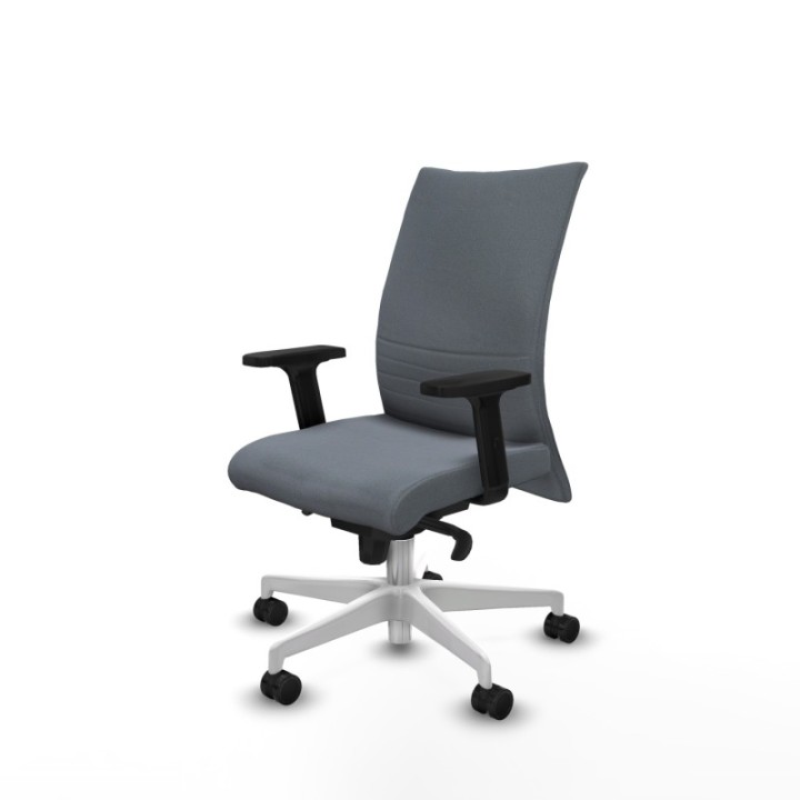 Albacete confidente sincro bali gris brazos 2D base blanca ruedas 65 mm nailon