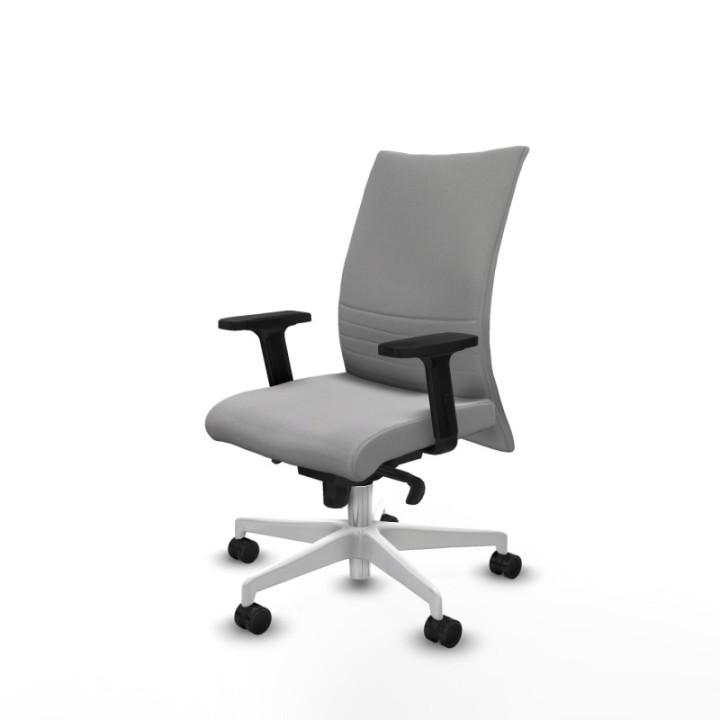 Albacete confidente sincro bali gris claro brazos 2D base blanca ruedas 65 mm nailon