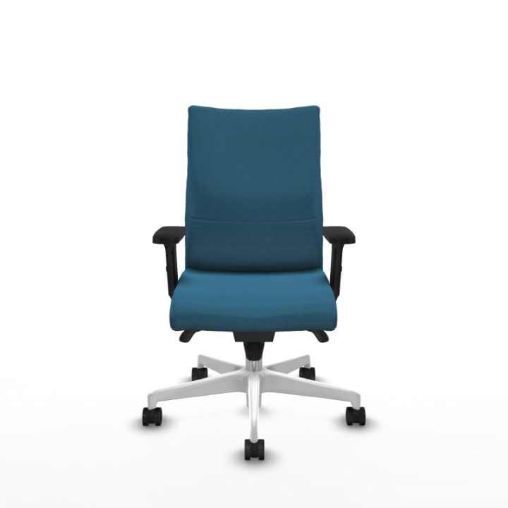 Albacete confidente sincro bali verde petroleo brazos 2D base blanca ruedas 65 mm nailon