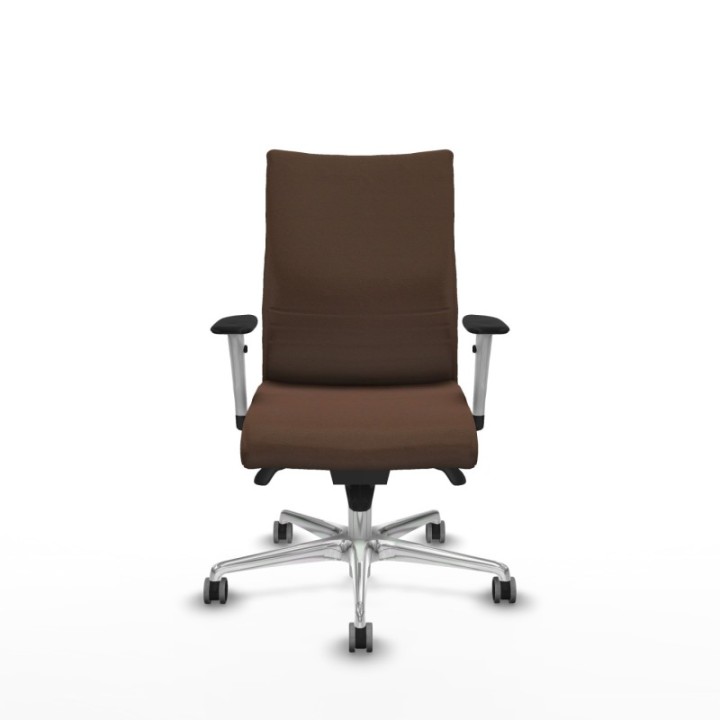 Albacete confidente sincro bali marrón oscuro brazos 1D blancos base aluminio ruedas 65mm engomadas