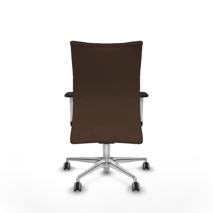 Albacete confidente sincro bali marrón oscuro brazos 1D blancos base aluminio ruedas 65mm engomadas