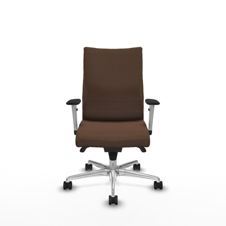 Albacete confidente sincro bali marrón oscuro brazos 1D blancos base aluminio ruedas 65 mm nailon