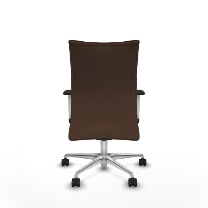 Albacete confidente sincro bali marrón oscuro brazos 1D blancos base aluminio ruedas 65 mm nailon