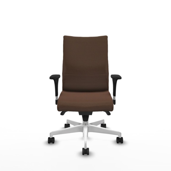 Albacete confidente sincro bali marrón oscuro brazos 1D base blanca ruedas 65 mm nailon