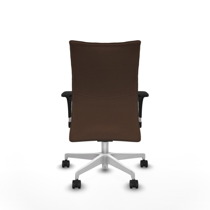 Albacete confidente sincro bali marrón oscuro brazos 1D base blanca ruedas 65 mm nailon