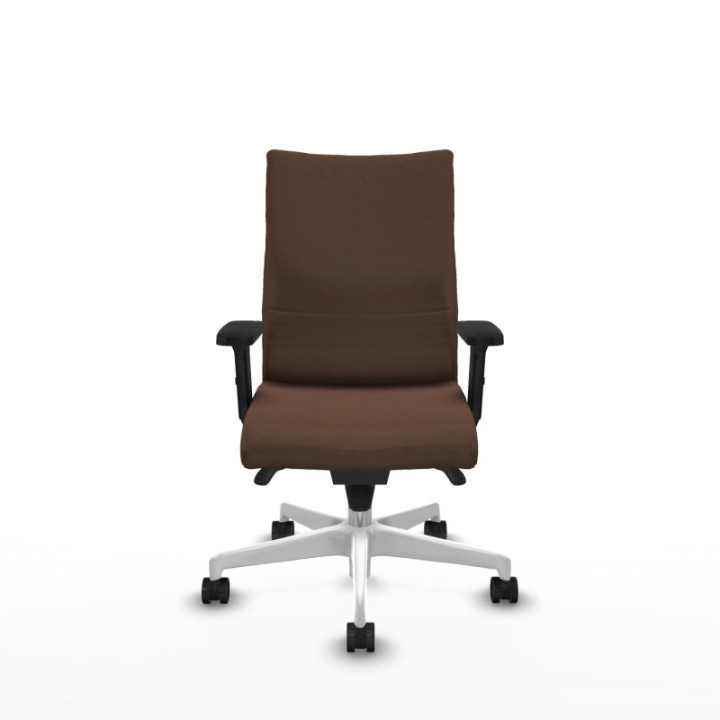 Albacete confidente sincro bali marrón oscuro brazos 2D base blanca ruedas 65 mm nailon