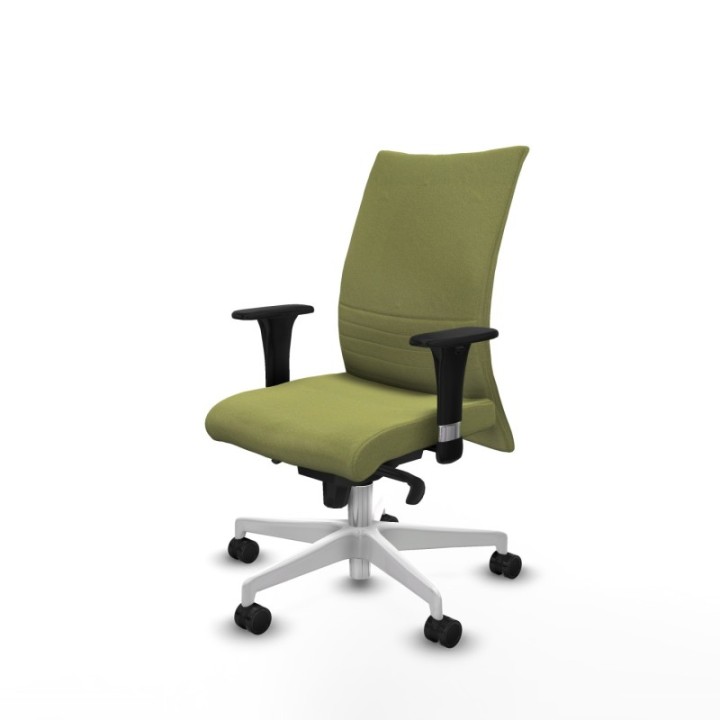 Albacete confidente sincro bali verde oliva brazos 1D base blanca ruedas 65 mm nailon