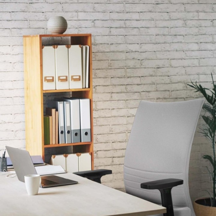 Albacete confidente sincro bali gris oscuro brazos 2D base blanca ruedas 65 mm nailon