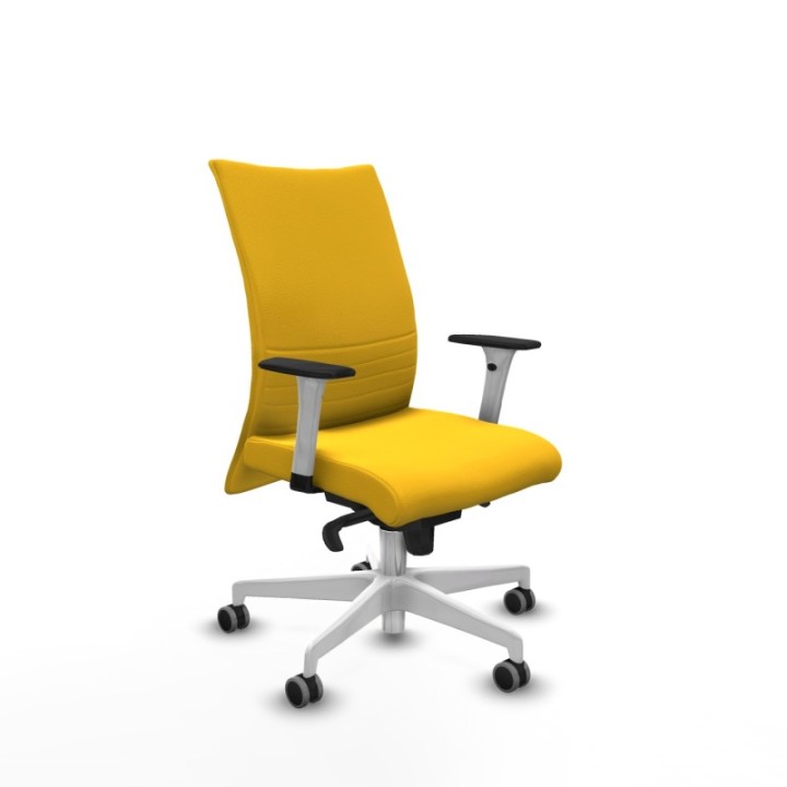 Albacete confidente sincro similpiel amarillo brazos 1D blancos base blanca ruedas 65mm engomadas