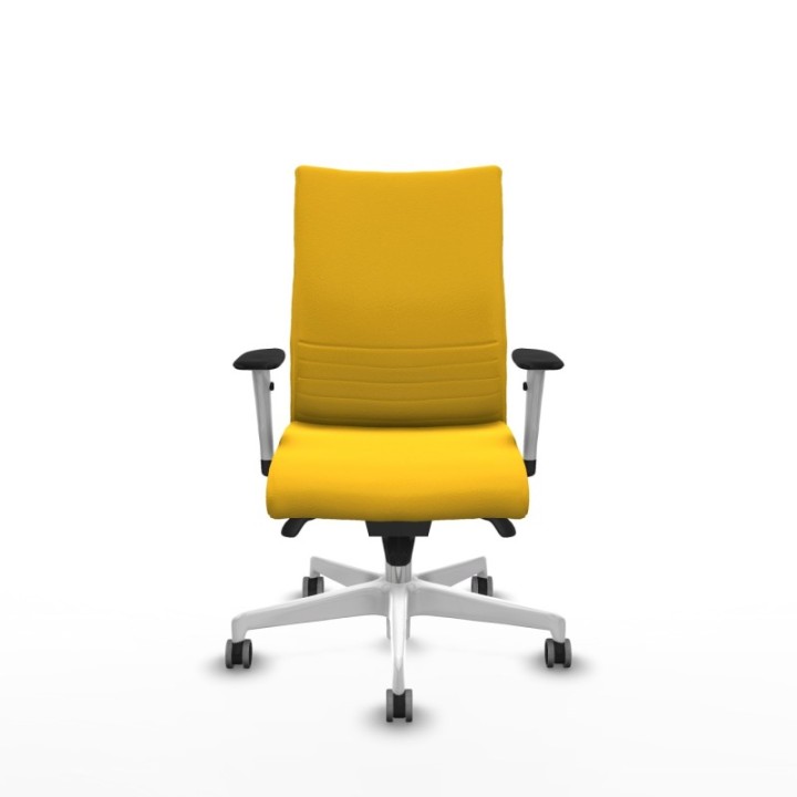 Albacete confidente sincro similpiel amarillo brazos 1D blancos base blanca ruedas 65mm engomadas