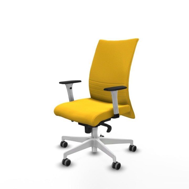 Albacete confidente sincro similpiel amarillo brazos 1D blancos base blanca ruedas 65mm engomadas