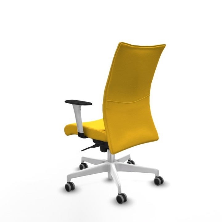 Albacete confidente sincro similpiel amarillo brazos 1D blancos base blanca ruedas 65mm engomadas