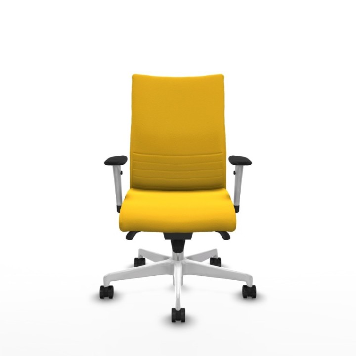 Albacete confidente sincro similpiel amarillo brazos 1D blancos base blanca ruedas 65 mm nailon