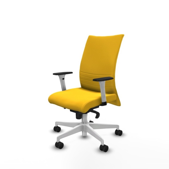 Albacete confidente sincro similpiel amarillo brazos 1D blancos base blanca ruedas 65 mm nailon