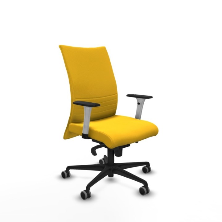 Albacete confidente sincro similpiel amarillo brazos 1D blancos base nailon ruedas 65mm engomadas