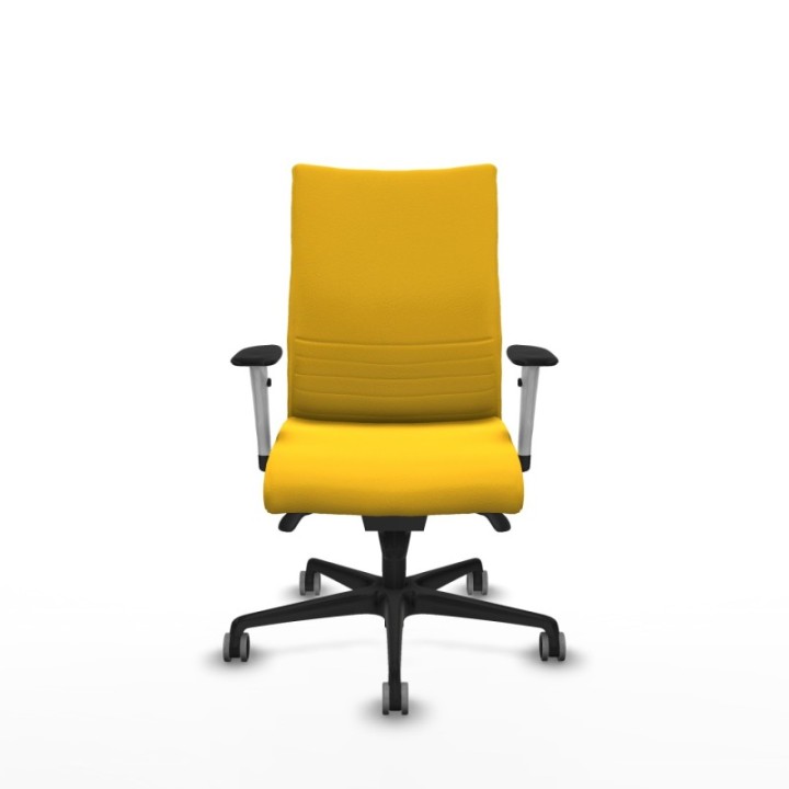 Albacete confidente sincro similpiel amarillo brazos 1D blancos base nailon ruedas 65mm engomadas