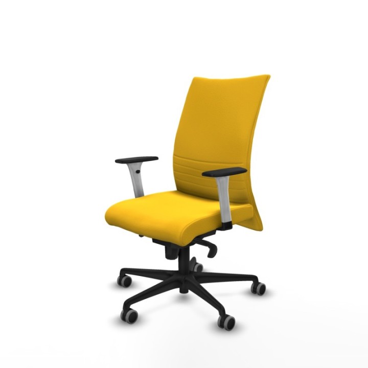 Albacete confidente sincro similpiel amarillo brazos 1D blancos base nailon ruedas 65mm engomadas