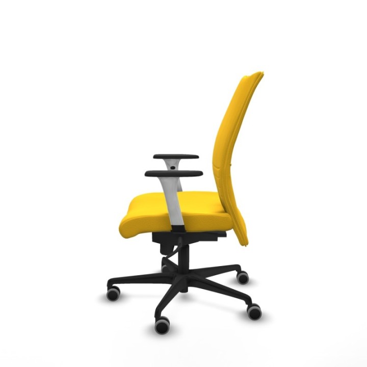 Albacete confidente sincro similpiel amarillo brazos 1D blancos base nailon ruedas 65mm engomadas