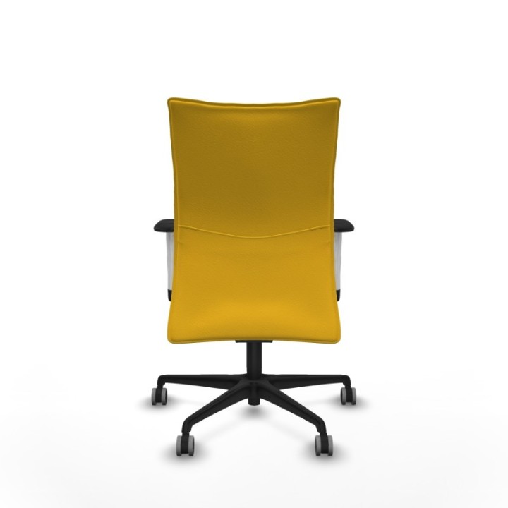 Albacete confidente sincro similpiel amarillo brazos 1D blancos base nailon ruedas 65mm engomadas