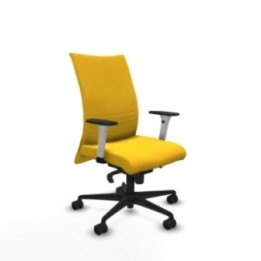 Albacete confidente sincro similpiel amarillo brazos 1D blancos base nailon ruedas 65 mm nailon