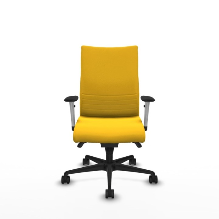 Albacete confidente sincro similpiel amarillo brazos 1D blancos base nailon ruedas 65 mm nailon