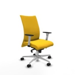 Albacete confidente sincro similpiel amarillo brazos 1D blancos base aluminio ruedas 65 mm nailon