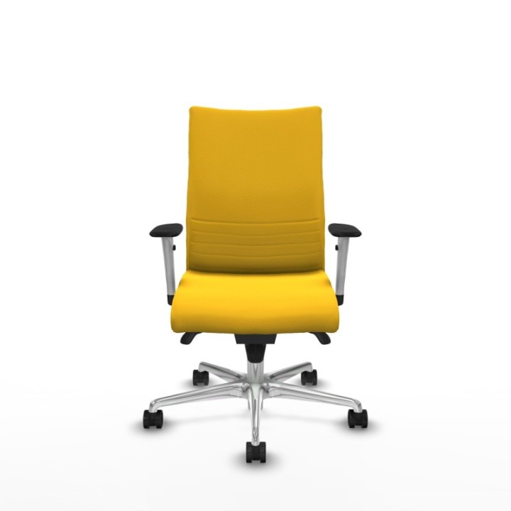 Albacete confidente sincro similpiel amarillo brazos 1D blancos base aluminio ruedas 65 mm nailon