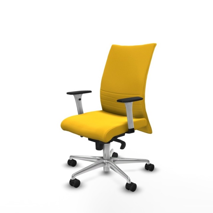 Albacete confidente sincro similpiel amarillo brazos 1D blancos base aluminio ruedas 65 mm nailon