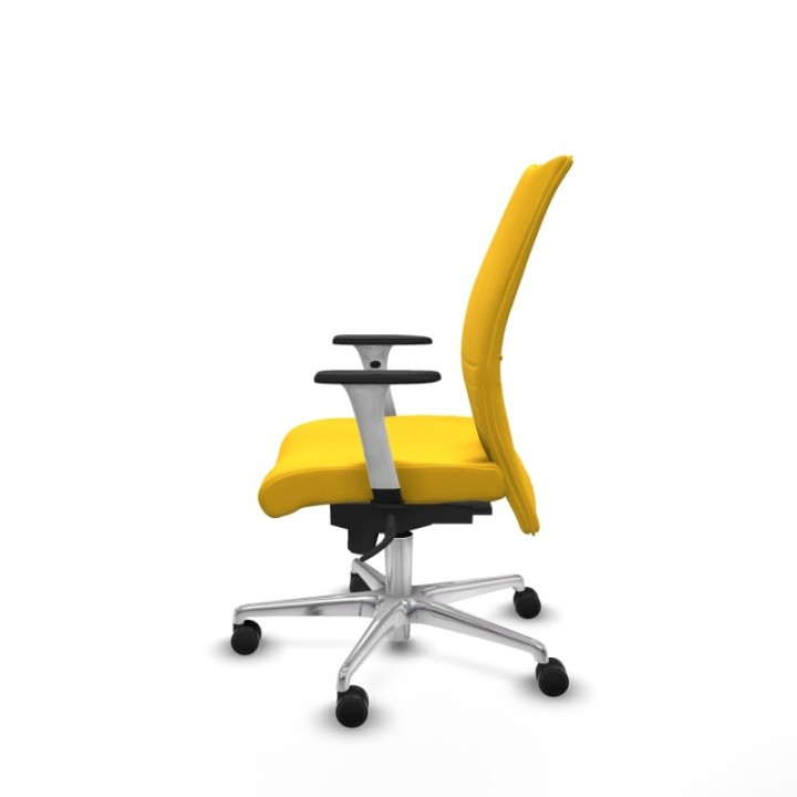 Albacete confidente sincro similpiel amarillo brazos 1D blancos base aluminio ruedas 65 mm nailon