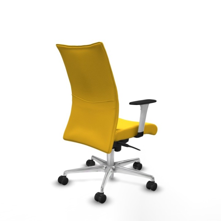 Albacete confidente sincro similpiel amarillo brazos 1D blancos base aluminio ruedas 65 mm nailon