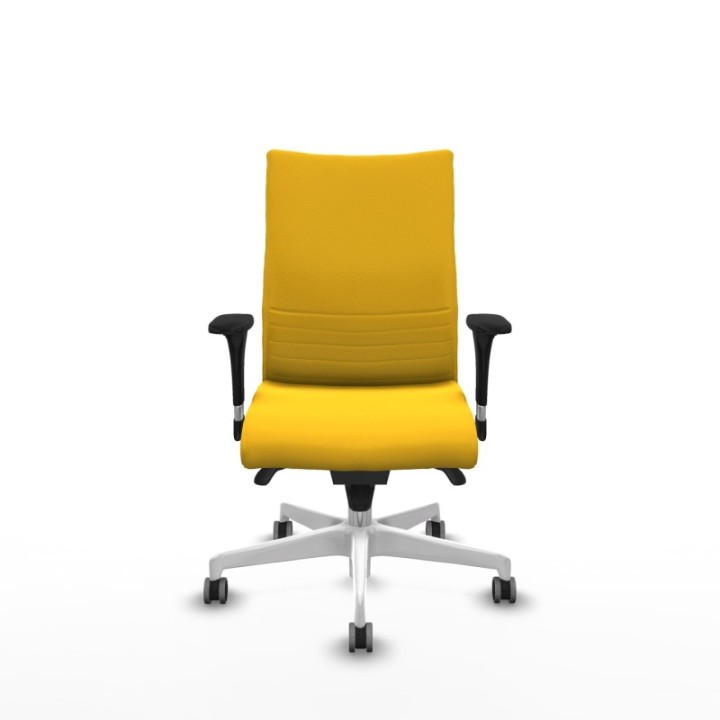 Albacete confidente sincro similpiel amarillo brazos 1D base blanca ruedas 65mm engomadas