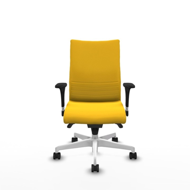 Albacete confidente sincro similpiel amarillo brazos 1D base blanca ruedas 65 mm nailon