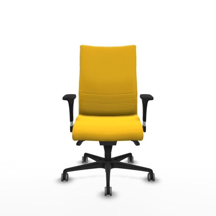 Albacete confidente sincro similpiel amarillo brazos 1D base nailon ruedas 65mm engomadas