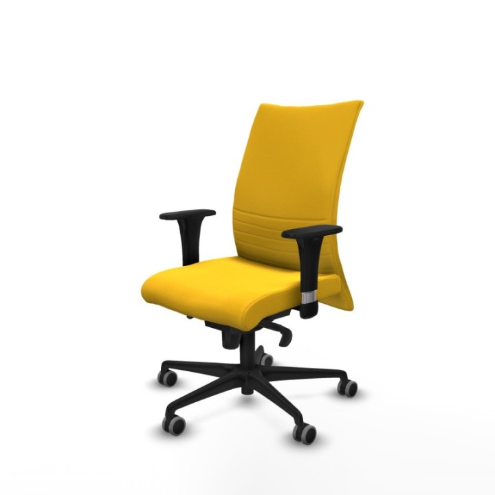 Albacete confidente sincro similpiel amarillo brazos 1D base nailon ruedas 65mm engomadas