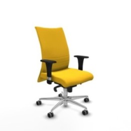 Albacete confidente sincro similpiel amarillo brazos 1D base aluminio ruedas 65mm engomadas