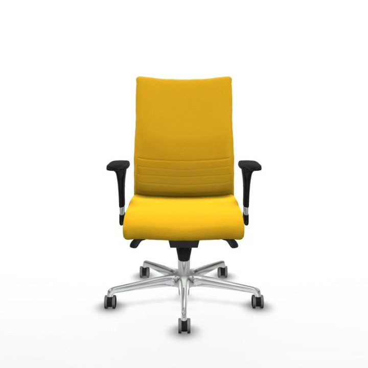 Albacete confidente sincro similpiel amarillo brazos 1D base aluminio ruedas 65mm engomadas