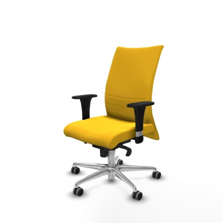 Albacete confidente sincro similpiel amarillo brazos 1D base aluminio ruedas 65mm engomadas