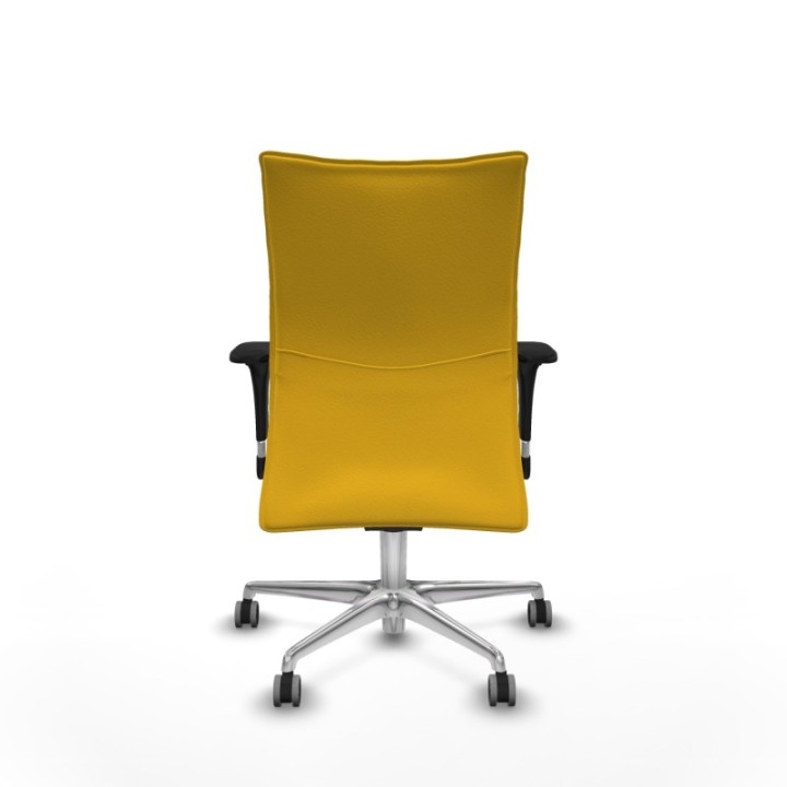 Albacete confidente sincro similpiel amarillo brazos 1D base aluminio ruedas 65mm engomadas