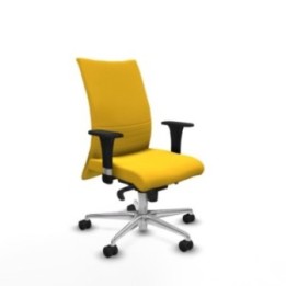 Albacete confidente sincro similpiel amarillo brazos 1D base aluminio ruedas 65 mm nailon