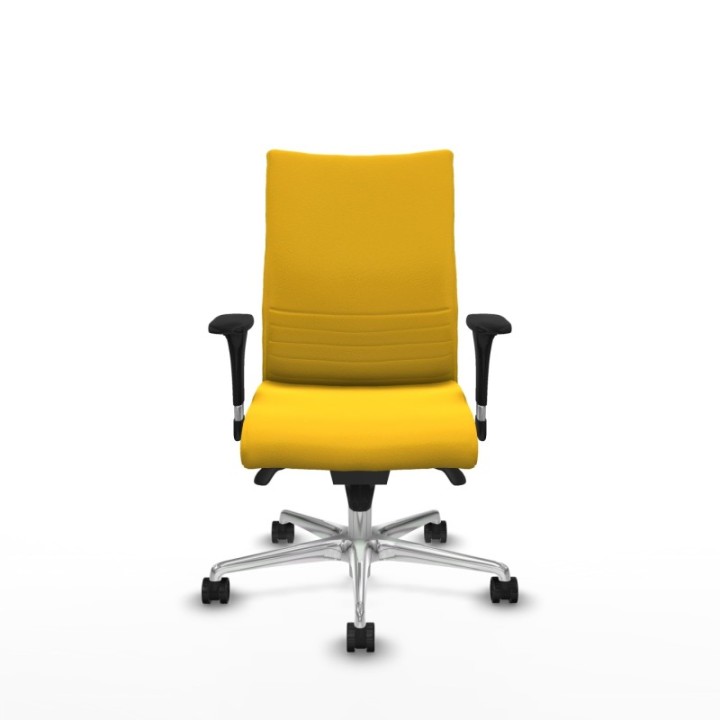 Albacete confidente sincro similpiel amarillo brazos 1D base aluminio ruedas 65 mm nailon