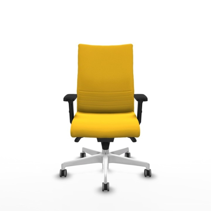 Albacete confidente sincro similpiel amarillo brazos 2D base blanca ruedas 65mm engomadas