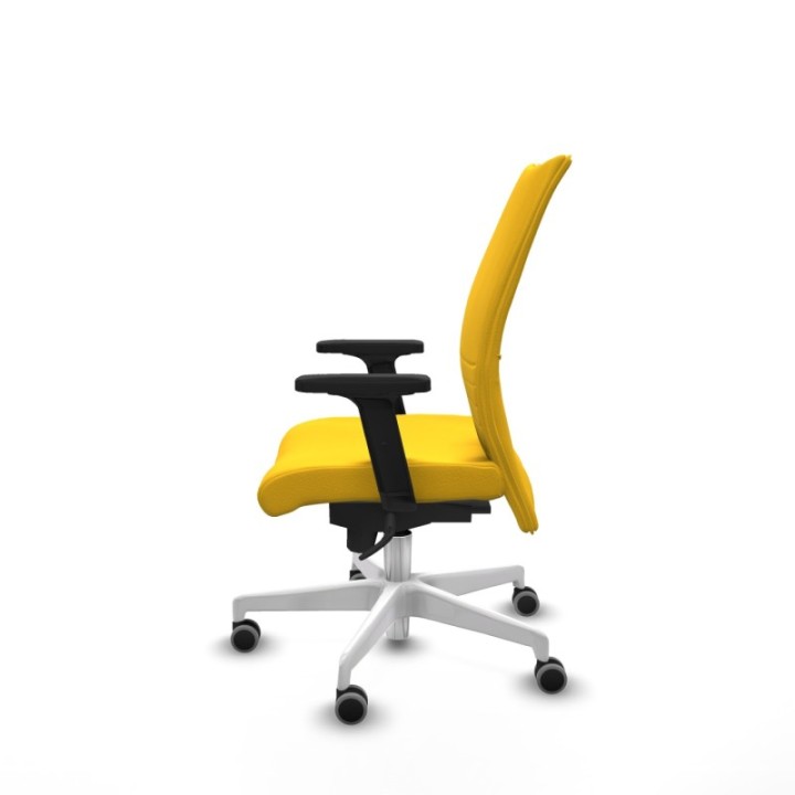 Albacete confidente sincro similpiel amarillo brazos 2D base blanca ruedas 65mm engomadas